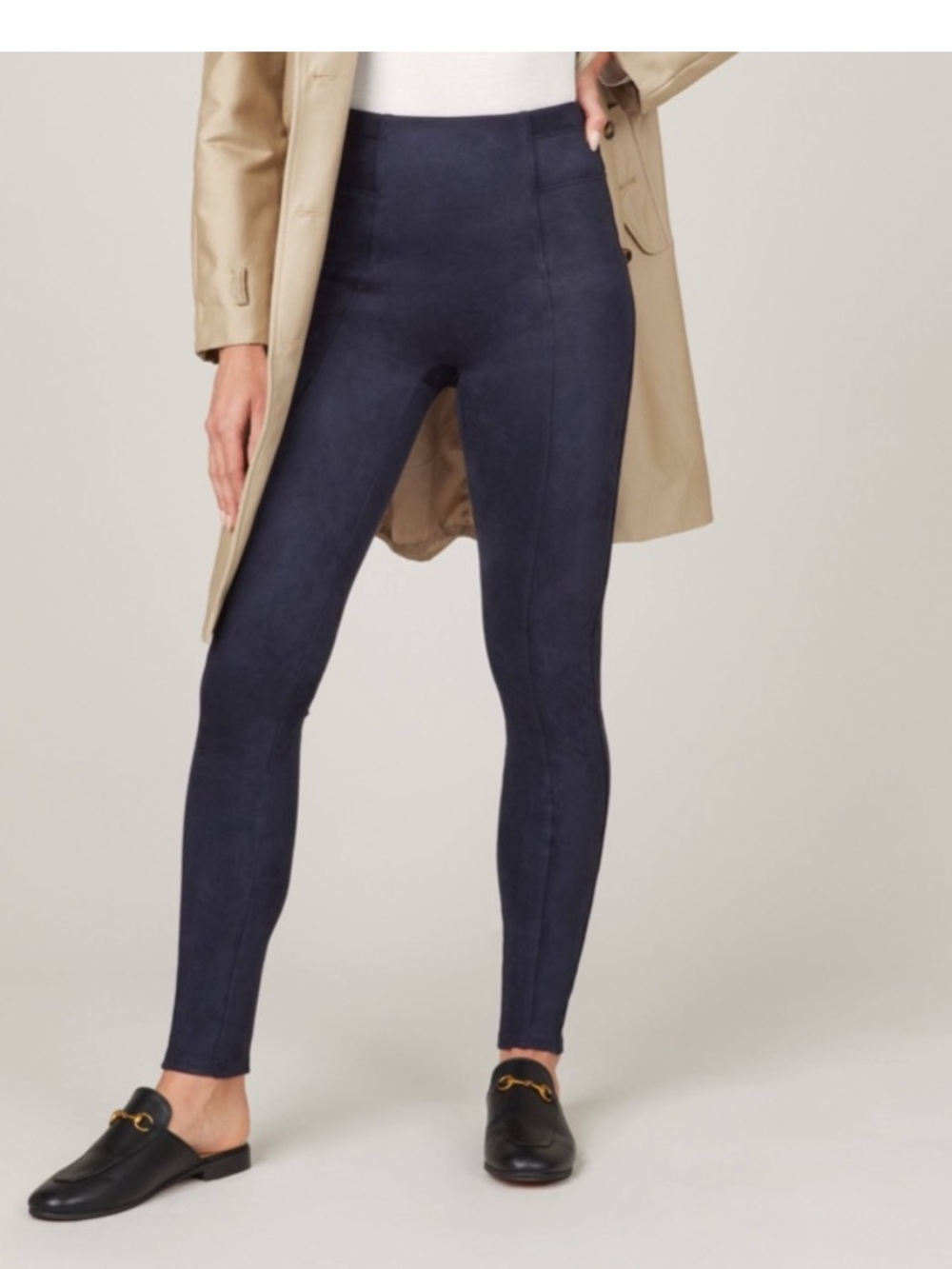 SPANX Faux Suede Pants Leggings in Navy XL
